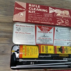 Vintage Outers Gunslick Rifle Gun Kit #477 30 & 22 Cal Red Metal Box Made In USA