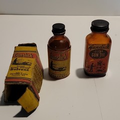 Gunslick Vintage Cleaning Solvent and Gun Oil Amber Glass Bottles Set