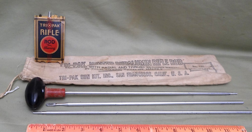 Tri-Pak Rifle Cleaning Rod w/Canvas Case/Extra Tips, C. 1947