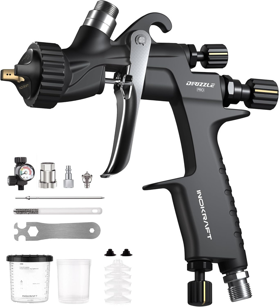 Drizzle Pro LVLP Spray Gun, Precise Low-Overspray Performance with Ultra-Light 3