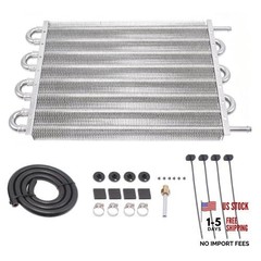 Universal Aluminum 8 Pass Tube and Fin Remote Transmission Oil Cooler Kit