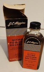 Vintage J.C. HIGGINS NITRO POWDER SOLVENT No. 2119 2 fl oz Full With Box