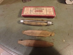 2N-vintage TOMLINSONN 16 gauge shotgun cleaning bundle, box, 2 brass sleeves etc