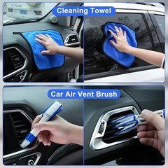 Windshield Cleaner Tool, 14Pcs Car Interior Cleaning Kit, Car Detailing Blue