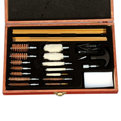 Gunmaster 42 Piece Deluxe Universal Cleaning Kit in Wood Case Cleans Rifles
