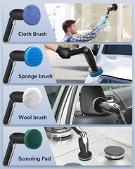 Leebein Electric Spin Scrubber, 4-Angle, 2-Speed, 8 Brush Heads, Remote Control