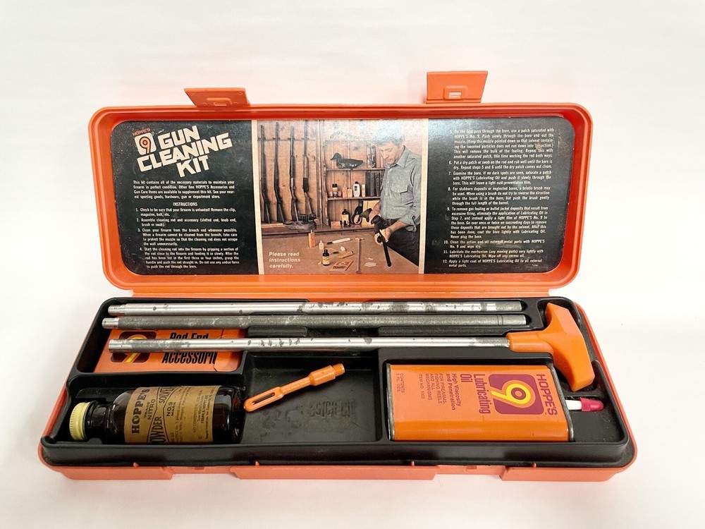 Vintage Hoppe’s 9 Gun Cleaning Kit Pistol, Rifle, Shotgun, Grease, Oil, Solvent