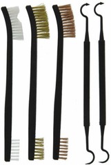 New 5pc Gun Cleaning Rifle Pistol 3 Brushes + 2 Picks w / 100pc Cotton Swabs