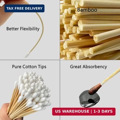 2 X 2 Inch Square Gun Cleaning Patches Pad & 6 Inch Long Bamboo Cleaning Swabs f