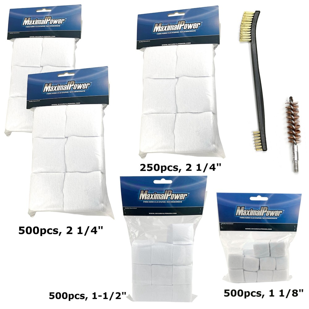 MaximalPower Firearm Cleaning Cotton Patches/ Bore/ Double End Brush (Size Vary)