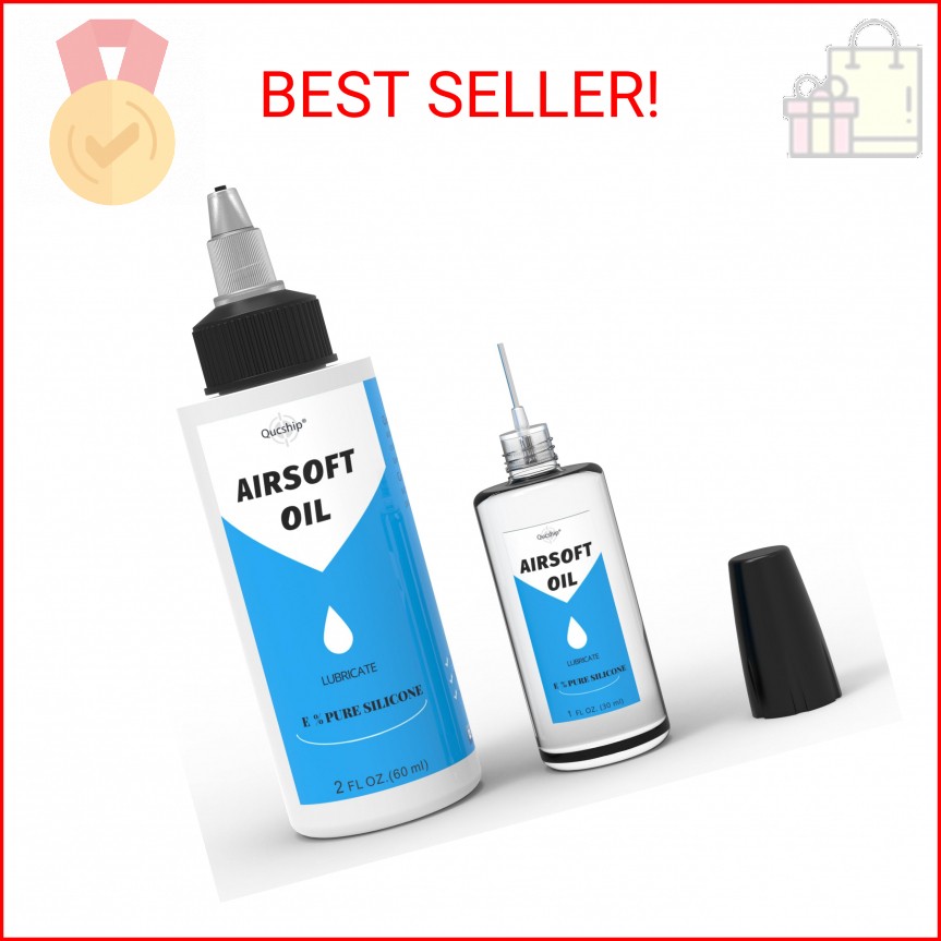 100% Silicone Air Gun Oil 2 oz & 1 oz Needle Oiler Airsoft Oil, Multi-Purpose Ai