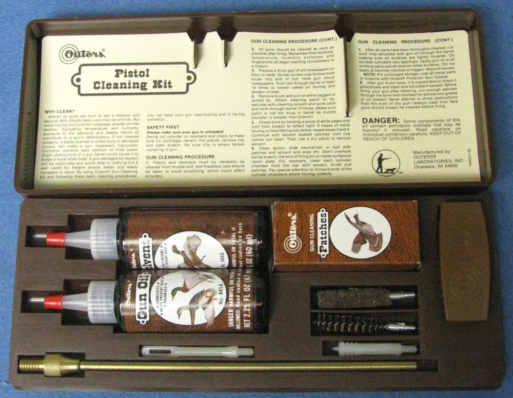 Vintage OUTERS Pistol & Revolver Cleaning Kit P-479.38 Caliber .357 – .38 – 9mm⭐