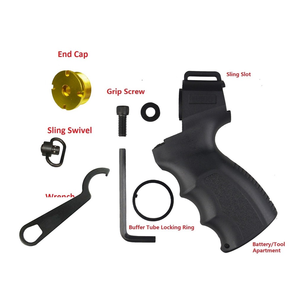 Mossberg 500 Shotgun Grip With Gold End Cap/Sling Swivel and Wrench for the Cap