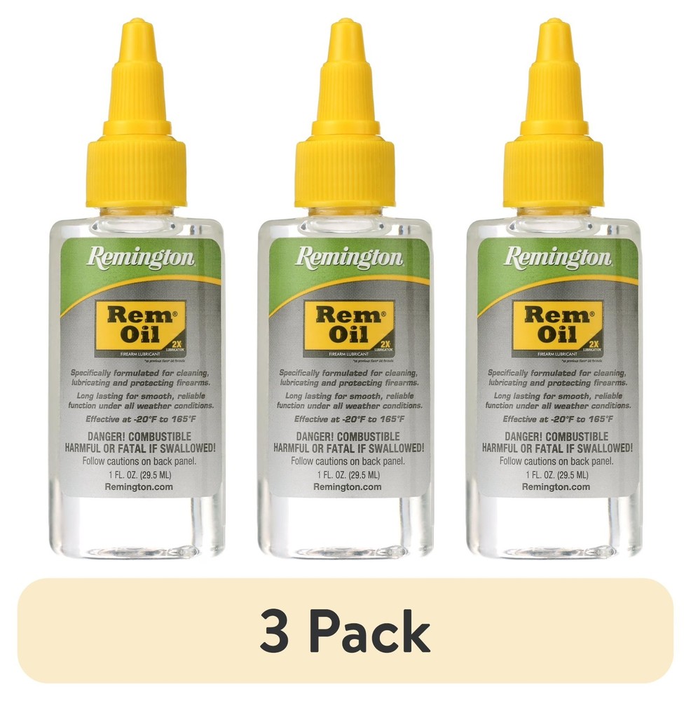 Remington Rem Oil 1 oz Squeeze Bottle 3-Pack Firearm Lubricant Teflon 26617