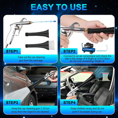 2 Nozzles Air Cleaning Gun, Dry Cleaning Gun Quickly Blasts Dust, Dirt and Grime