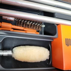 Vintage Hoppe’s No. 9 Shotgun Cleaning Kit Orange Plastic Storage Case Partial