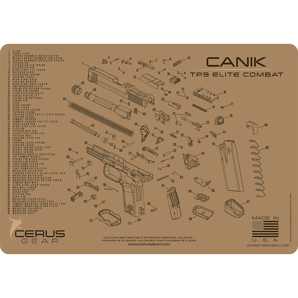 For CANIK® TP9 ELITE COMBAT PRO MAT Handgun Gun Cleaning Mat Cerus Gear FDE