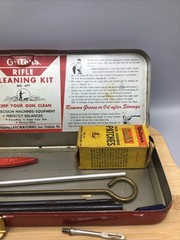 Used Vintage Outers Gunslick Rifle Gun Kit. Red Metal Box. No. 477. 30 Cal.