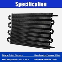Black 5/16″ Universal Transmission Oil Cooler – 6 Pass Tube & Fin – 6 Pass