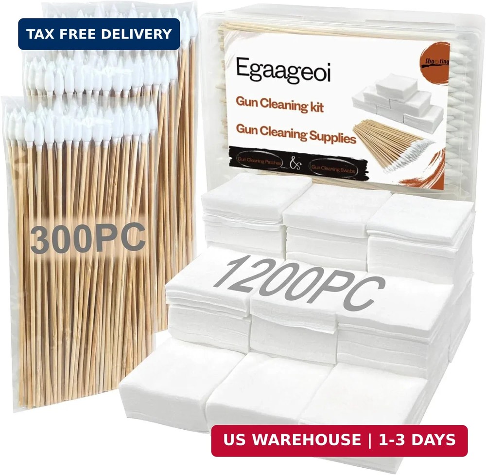 Egaageoi Gun Cleaning Patches and Pointed Swabs with Storage Box – Lint-Free Gun