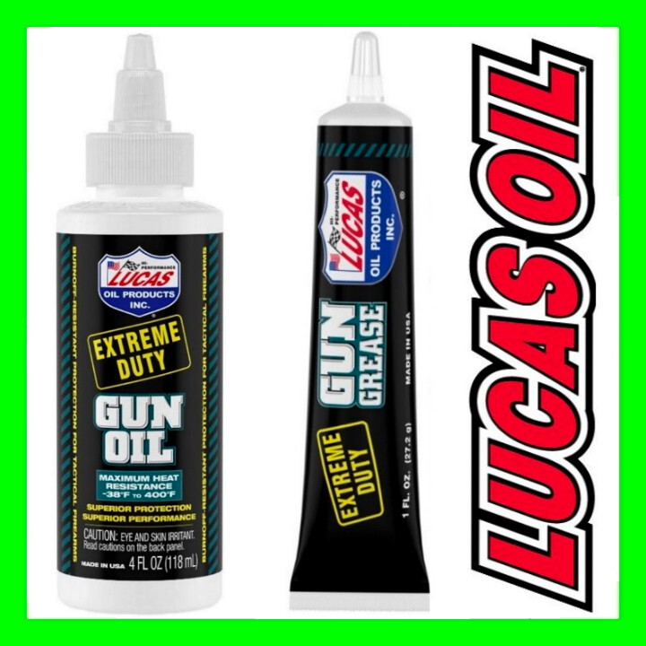 LUCAS Extreme Duty Gun Grease 1oz Squeeze Tube & 4oz Gun Oil Lubricates Protects