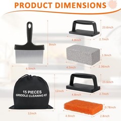 Griddle Cleaning Kit for Blackstone,15 Pieces Flat Top Grill Cleaning Kit with