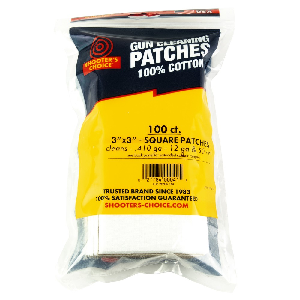 Shooters Choice Gun Cleaning Patches 3″ 100 Pack 100% Cotton Lint Free Absorbent