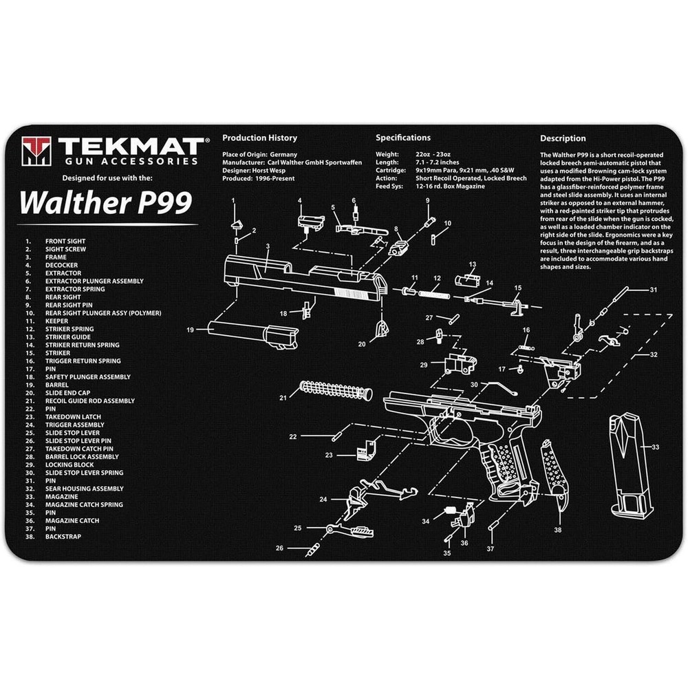 TekMat Original Gun Cleaning Mat – 17″ X 11″ – Walther P99
