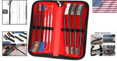 Compact 9-Piece Gun Cleaning Kit: Versatile Brushes & Picks Organized