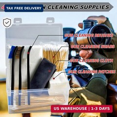 Gun Cleaning Kit in Big Box, 4-in-1 Cleaning Supplies Includes Brushes, Patches,
