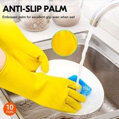 Vgo 10-Pairs Reusable Household Gloves Rubber Dishwashing Gloves Extra Thickness