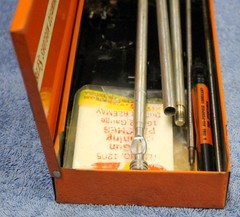 Marble’s Shotgun Cleaning Kit Orange Tin Rifle Shotgun Rods Brushes Patches Oil