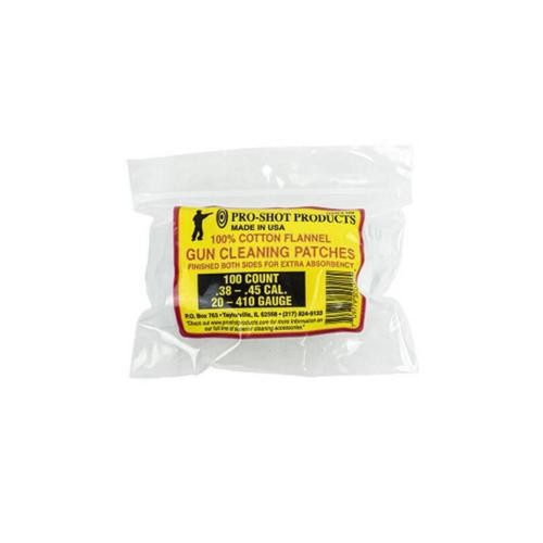 Pro-Shot 100% Cotton Flannel Cleaning Patches .38-.45 Cal 100 Count