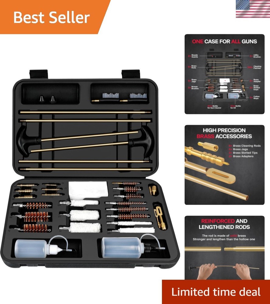 Universal Gun Cleaning Kit with Brass Accessories – Complete Rifle Set