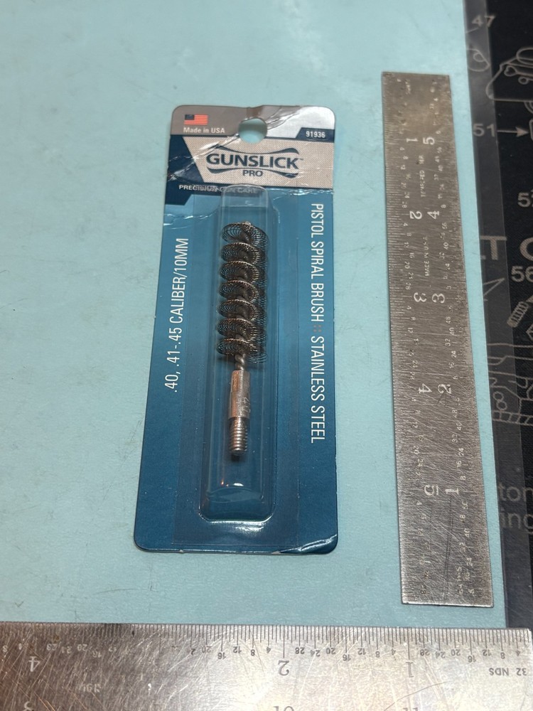 Gunslick Pro Pistol Bore Brush .9mm .40-.45 Caliber Spiral Stainless Steel New