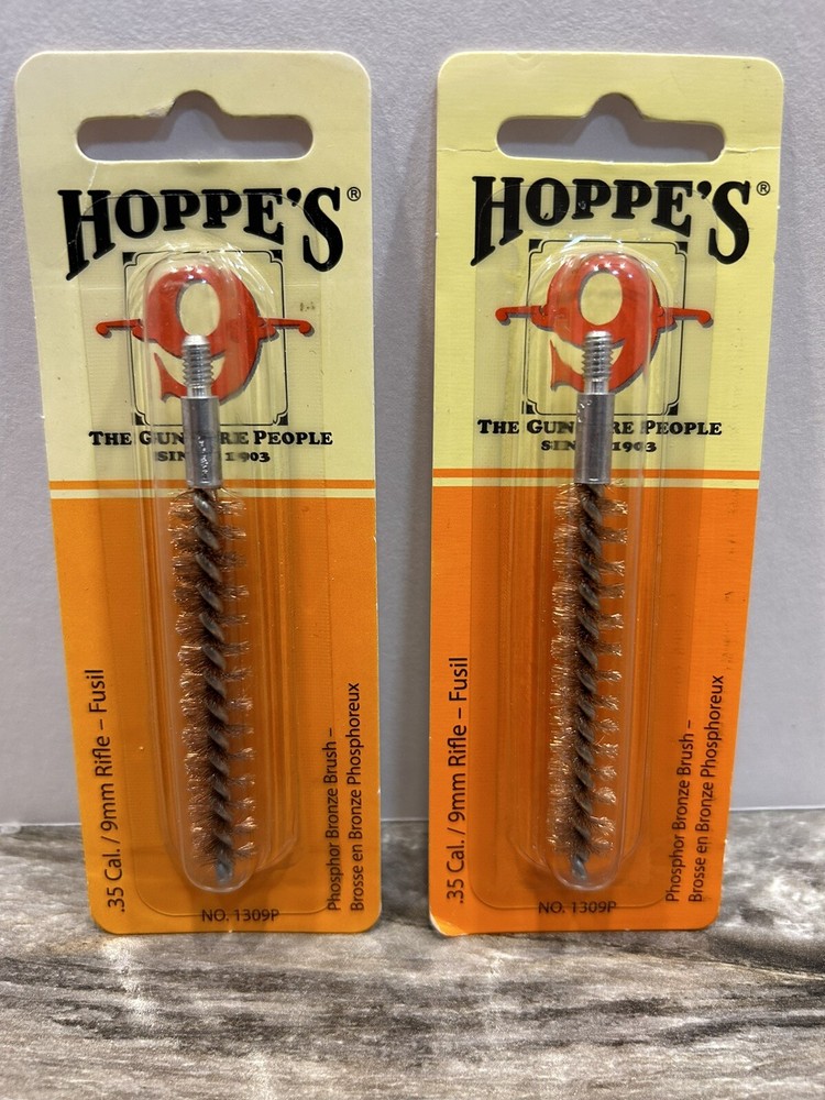 Lot Of 2, Hoppes No. 1309P Phosphor Bronze Bore Brush For .35 Cal./9mm Rifles