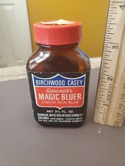 1970’s Brown Glass Birchwood Casey GUNSMITH MAGIC Empty Bottle w/label.