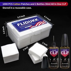 Cotton Patches Lint Free Gun Cloth Universal All in One Gun 1000pc With 2 Bottle