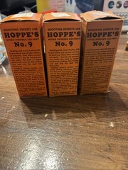 Vintage Hoppe’s No.9 Nitro Powder Solvent Bore Cleaner Bottles w/Box 1/2 Full 3