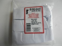 Pro-Shot, Pro Shot Cotton, 500 Patches; 7mm-8mm, 30-38 cal; 1.75″ x 1.75″
