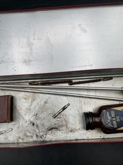 Wards WesternField Tin Case, Shotgun Bore Cleaning Rods, Oil & Cloths VTG