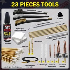 Universal Gun Cleaning Kit for .22 .223 .22LR 5.56 – Oil, Snake, Brushes & Case