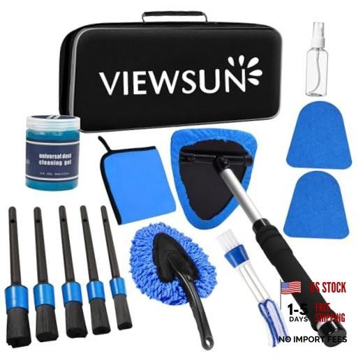 Windshield Cleaner Tool, 14Pcs Car Interior Cleaning Kit, Car Detailing Blue