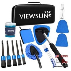Windshield Cleaner Tool, 14Pcs Car Interior Cleaning Kit, Car Detailing Blue