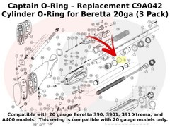 Replacement C9A042 Cylinder O-Ring for Beretta 20ga (3 Pack)
