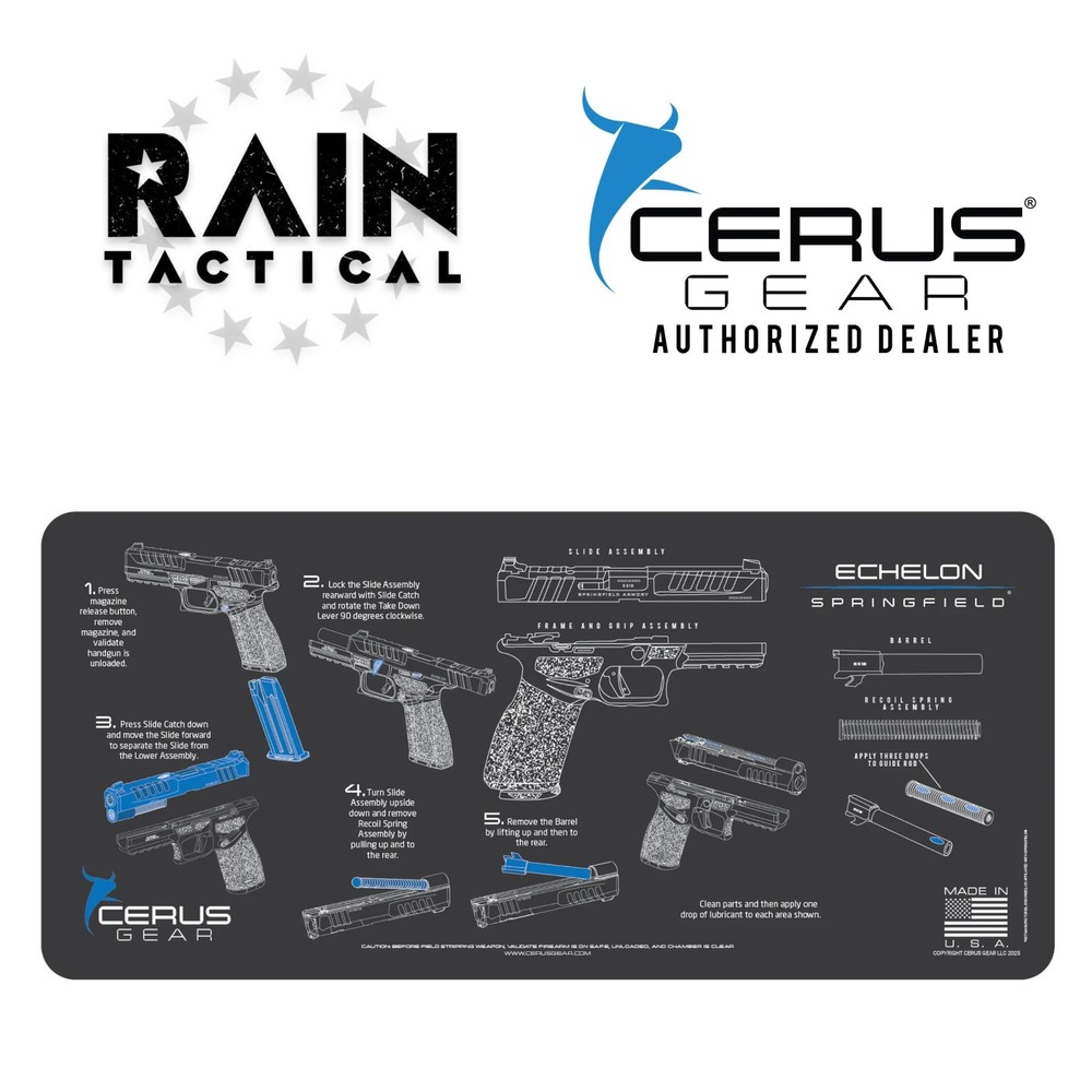 Springfield® Echelon Instructional Gun Mat Jumbo 12″ X 27″ Cerus Gear Grey