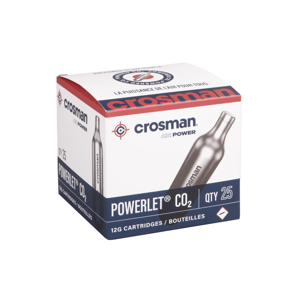 Crosman 25-Count 12-Gram CO2 Cartridges For Air Rifles And Medium, Silver