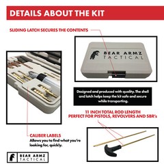 Handgun Cleaning Kit for Pistols Handguns and SBRs for Caliber .22-.45 Cal Brass