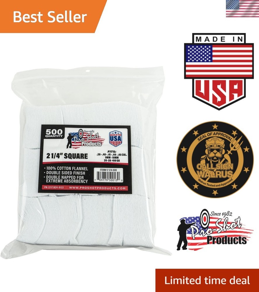 .38-.45 Cal/20-410 Gauge Cotton Cleaning Patches 500ct – USA Quality
