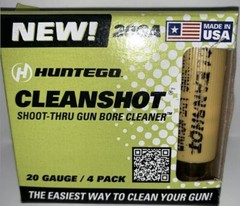 Huntego 20 Gauge CleanShot Shoot-Thru Gun Bore Cleaner ~ NEW ~ 4 Pack Of Shells